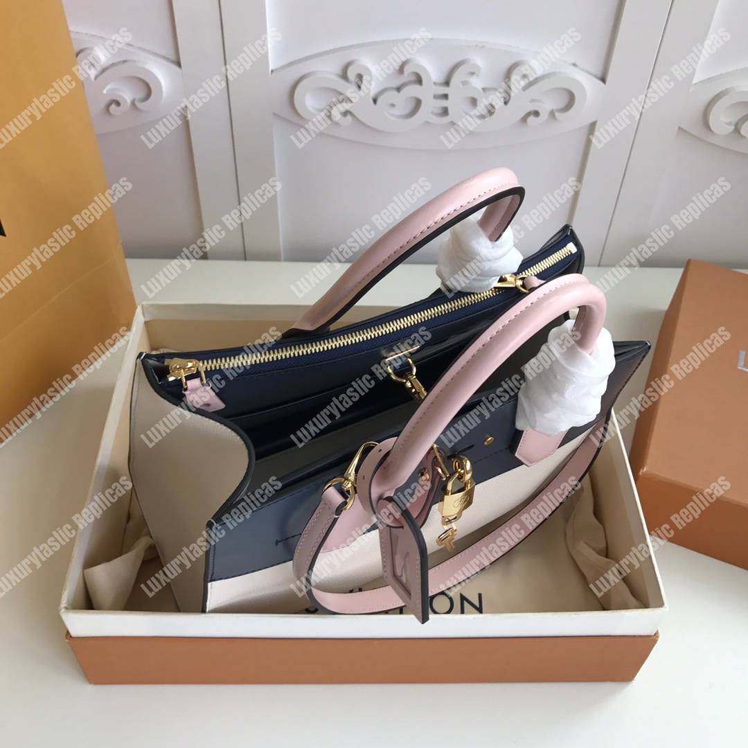 LV City Steamer MM Autres Cuirs Gris Antartica Navy Blue Rose Doux Pink