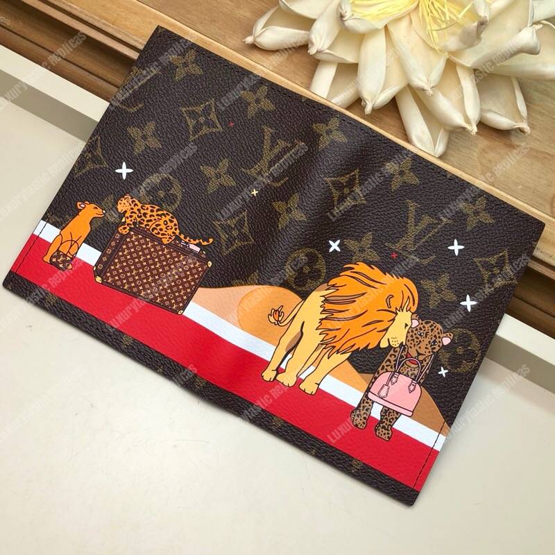 LV Passport Cover Monogram Lion and Cheetah