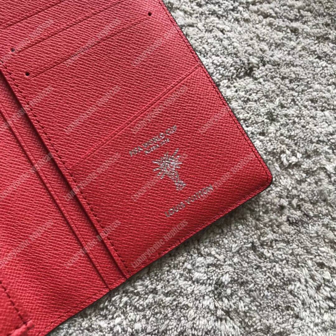LV Brazza Wallet Epi Leather Hexagon Red