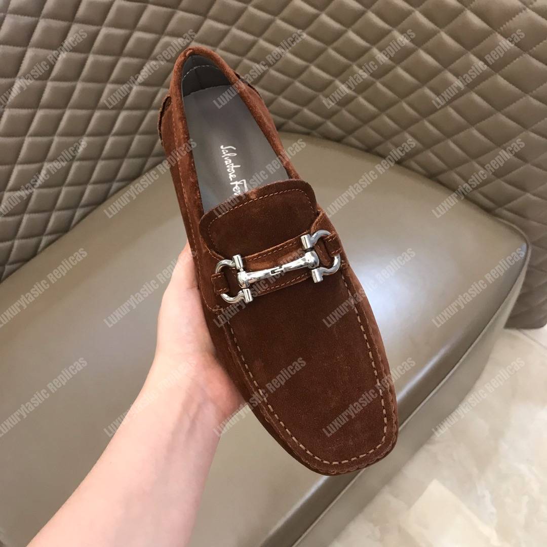 Salvatore Ferragamo Gancini Driving Shoe Brown