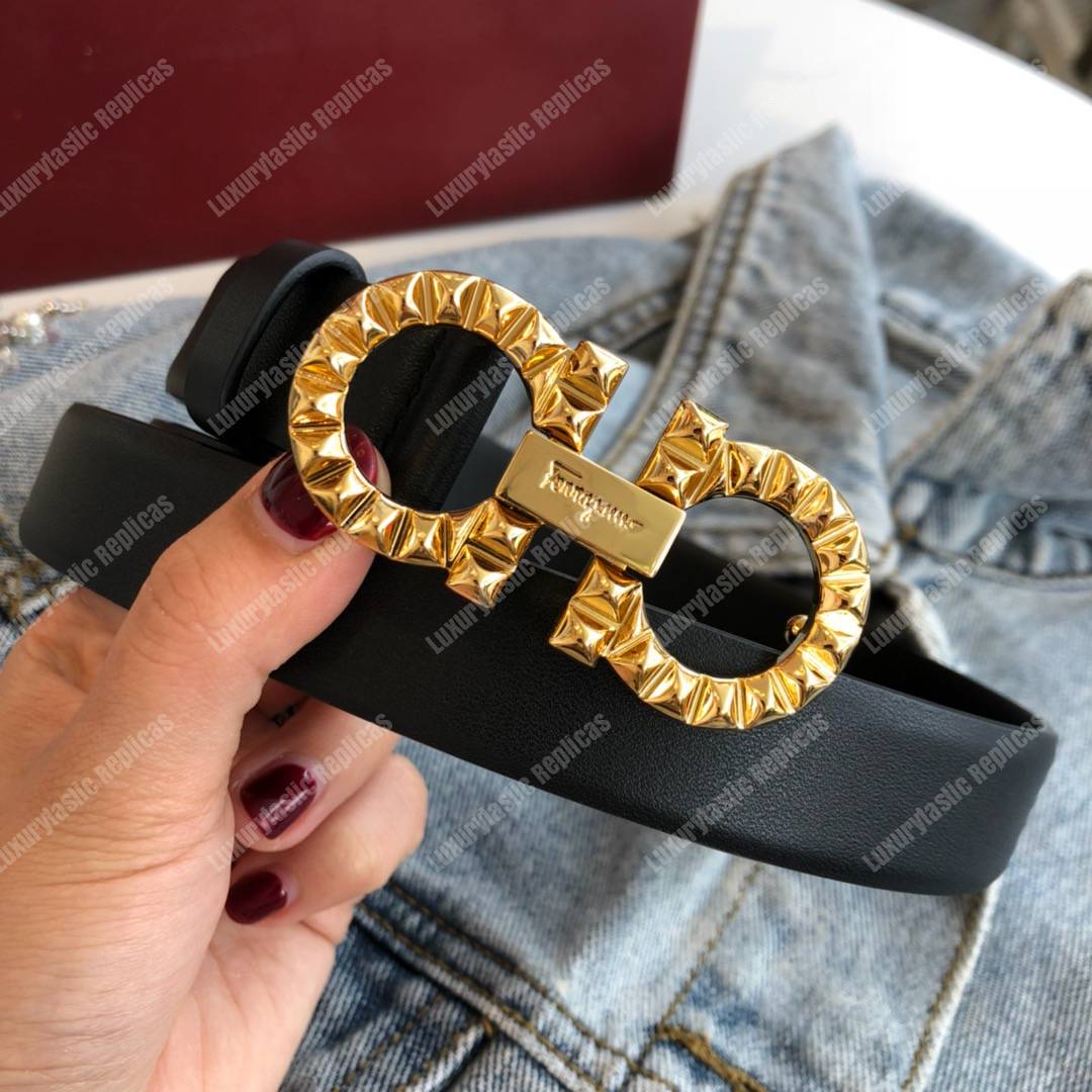 Salvatore Ferragamo Adjustable Gancini Belt Black