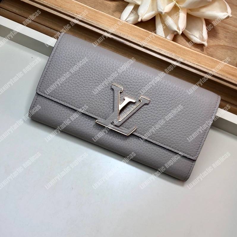 LV Capucines Wallet Taurillon Galet