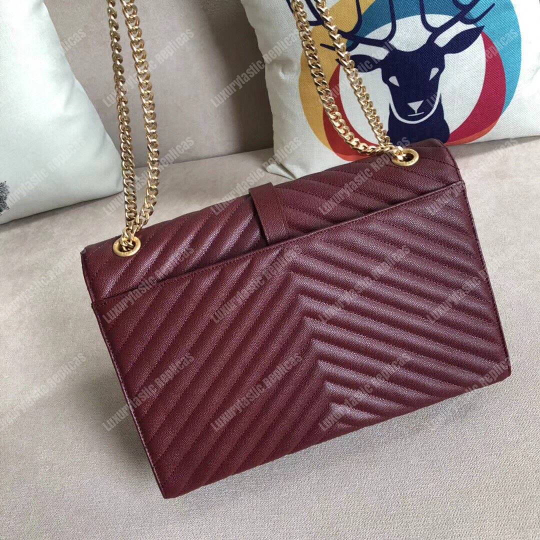 Saint Laurent Large Envelope Chain Bag Dark Red