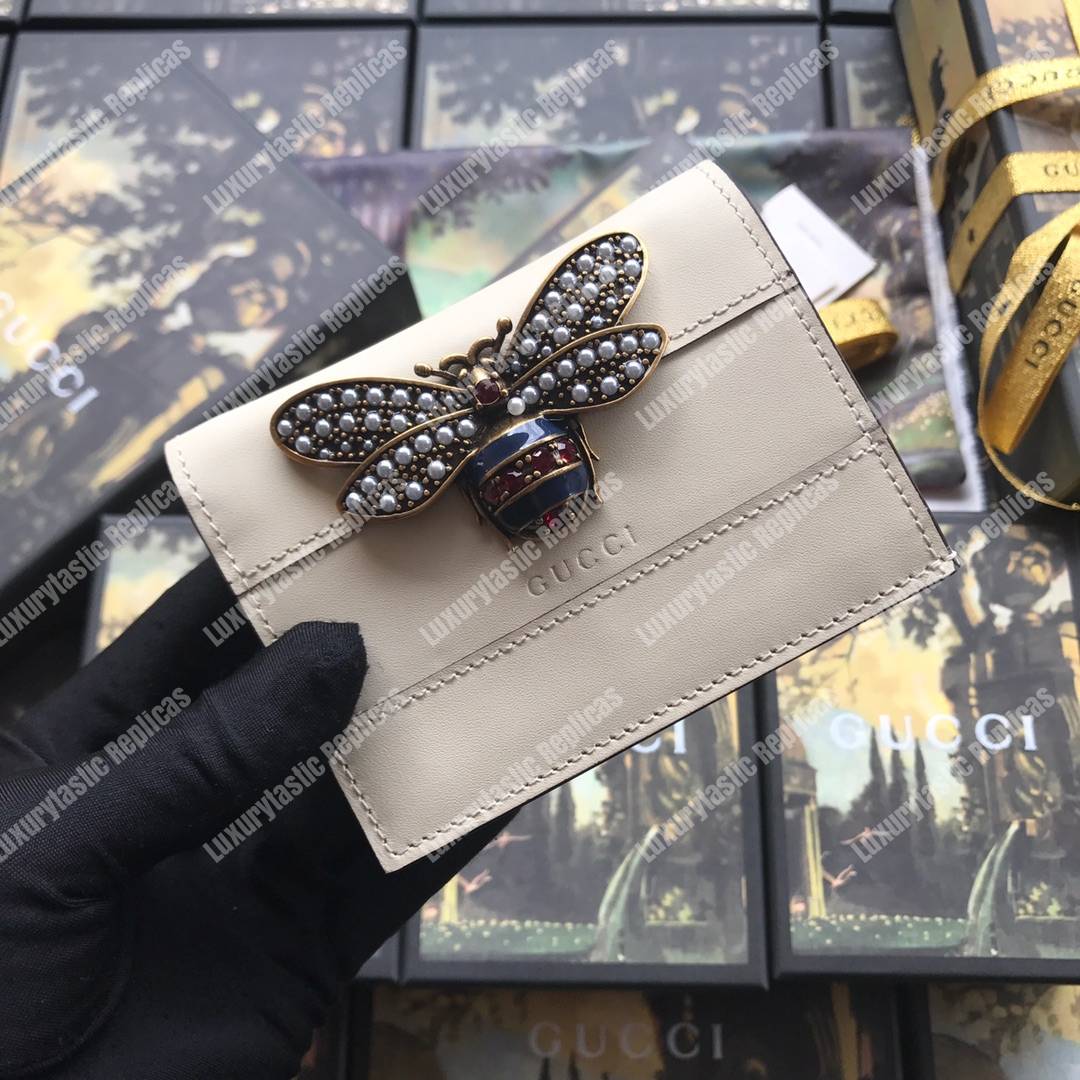 G*u*i queen margaret leather card case wallet white