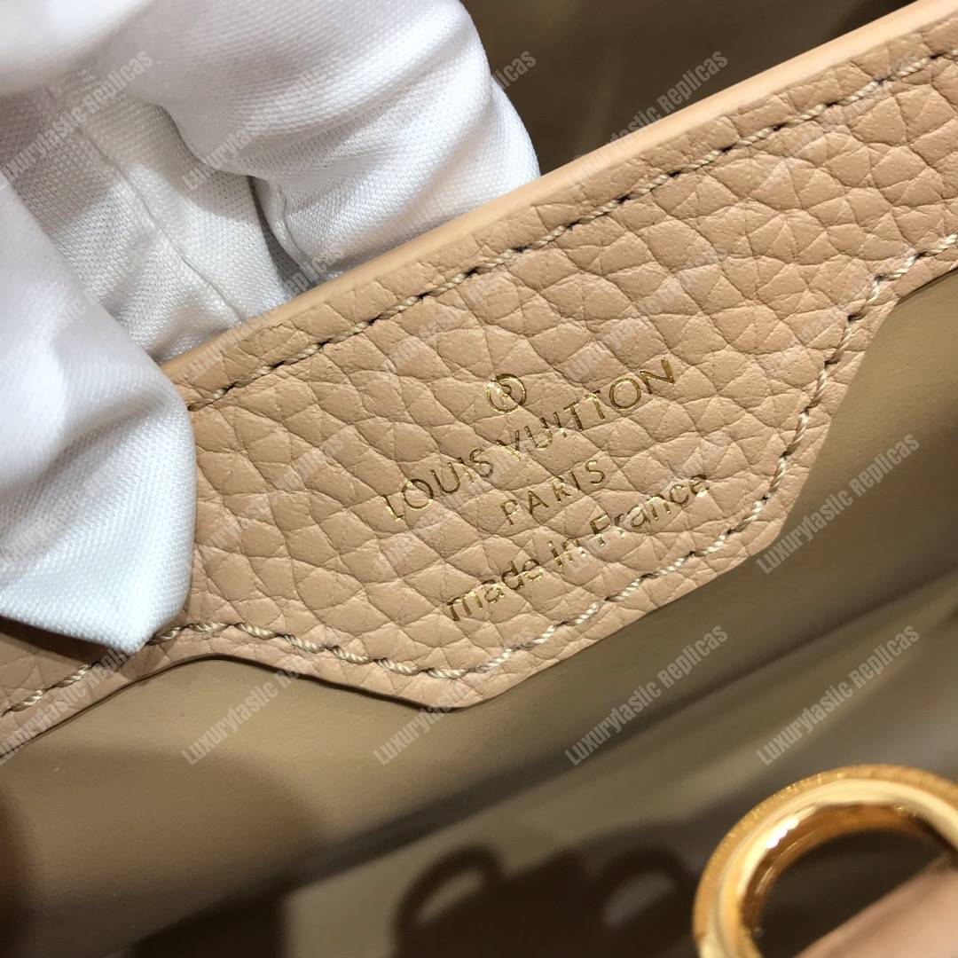 LV Capucines PM Taurillon Leather Beige