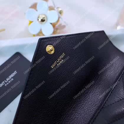 Saint Laurent Monogram Large Flap Wallet Black De Poudre
