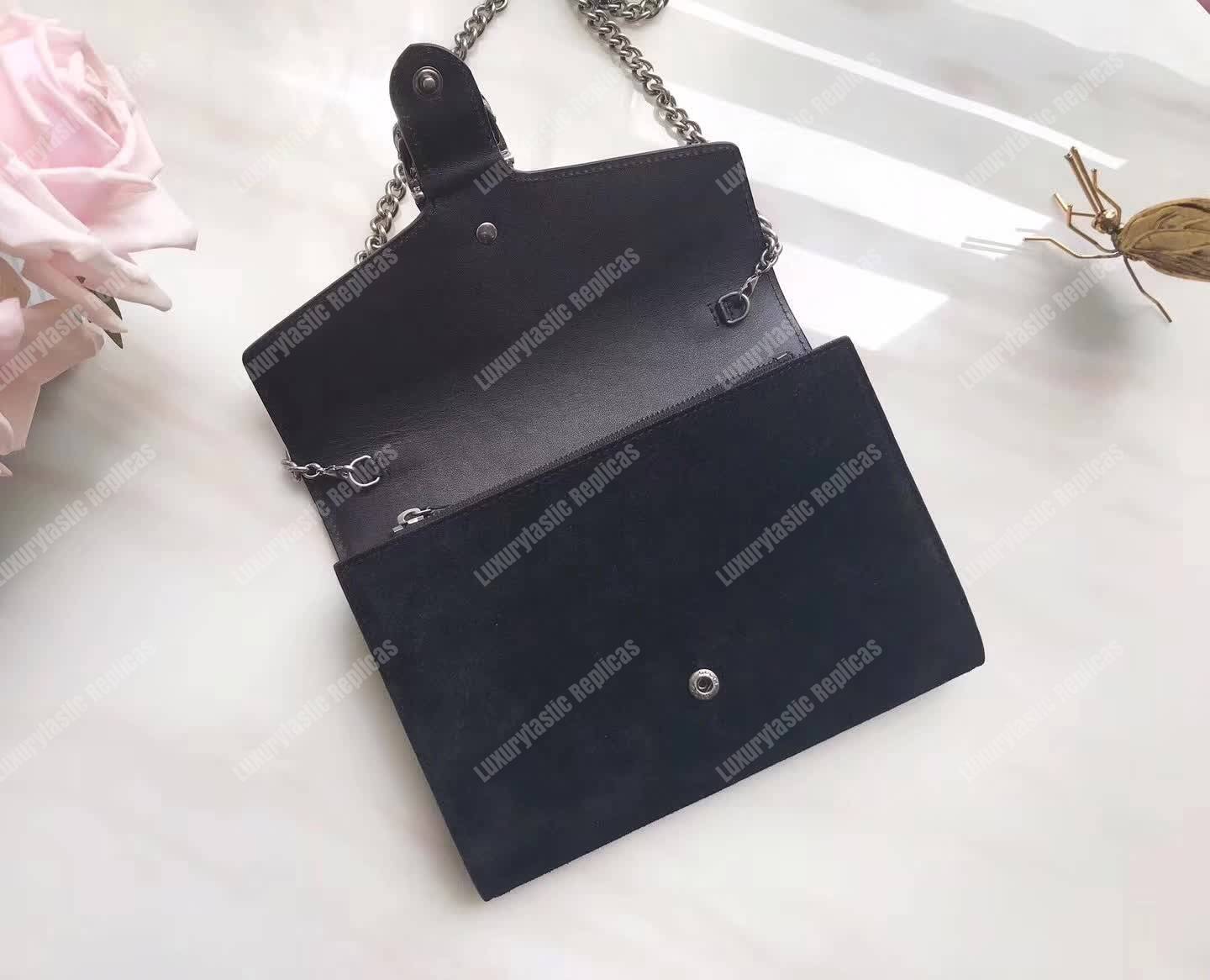 G*u*i dionysus suede mini chain bag black
