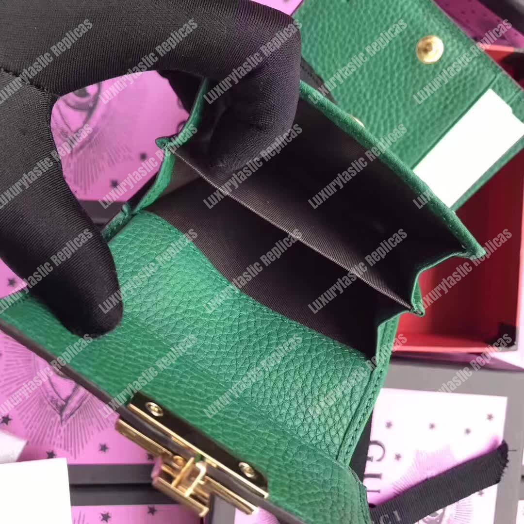 G*u*i padlock wallet emerald green