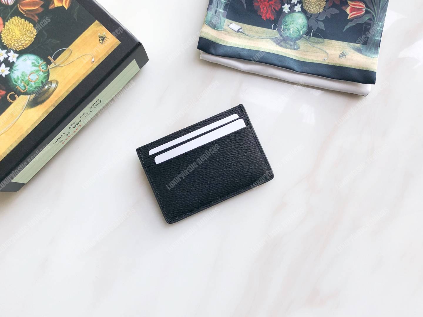 G*u*i kingsnake print leather card case black