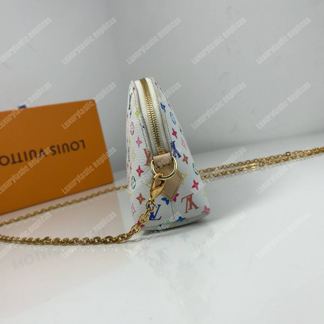 LV Multicolor Cosmetic Pouch GM White
