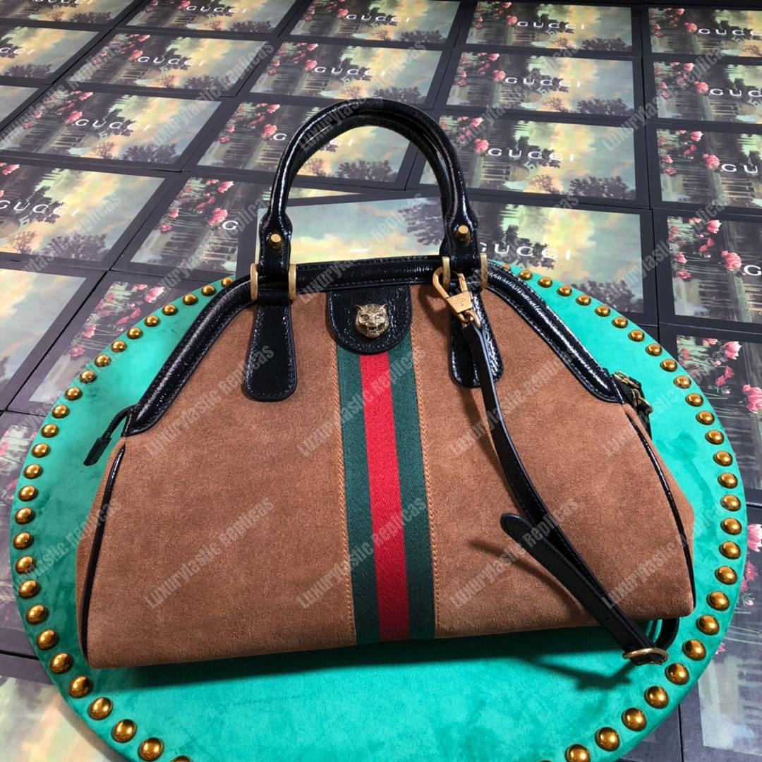 G*u*i re(belle) medium shoulder bag suede brown