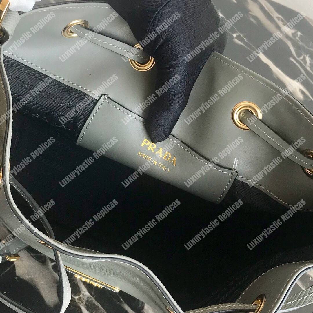 Pra*a saffiano leather bucket bag grey