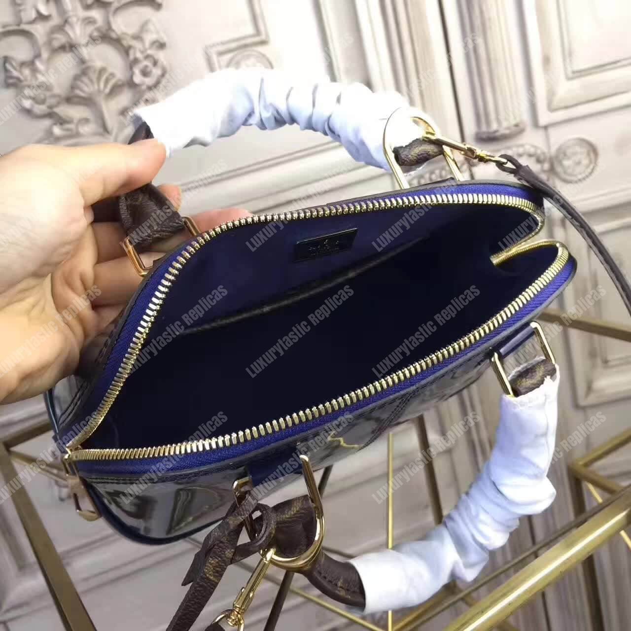 LV Alma BB Patent Leather Marine