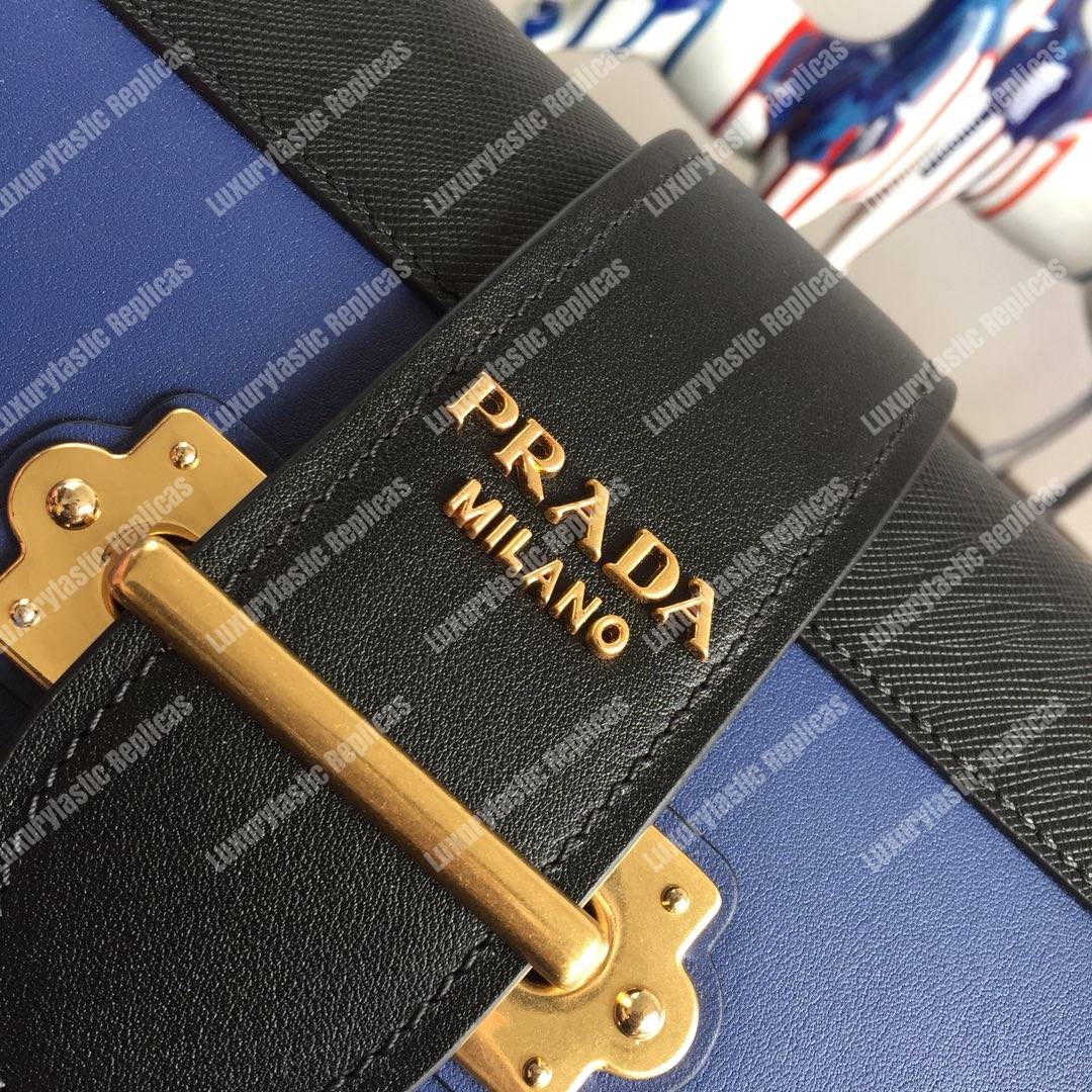 Pra*a cahier leather shoulder bag blue