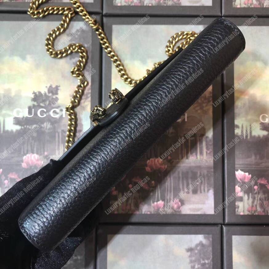 G*u*i calfskin garden dionysus chain wallet black with bat