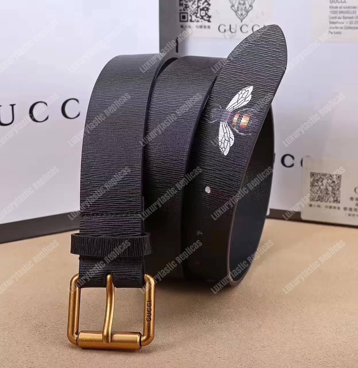 G*u*i leather belt with bee