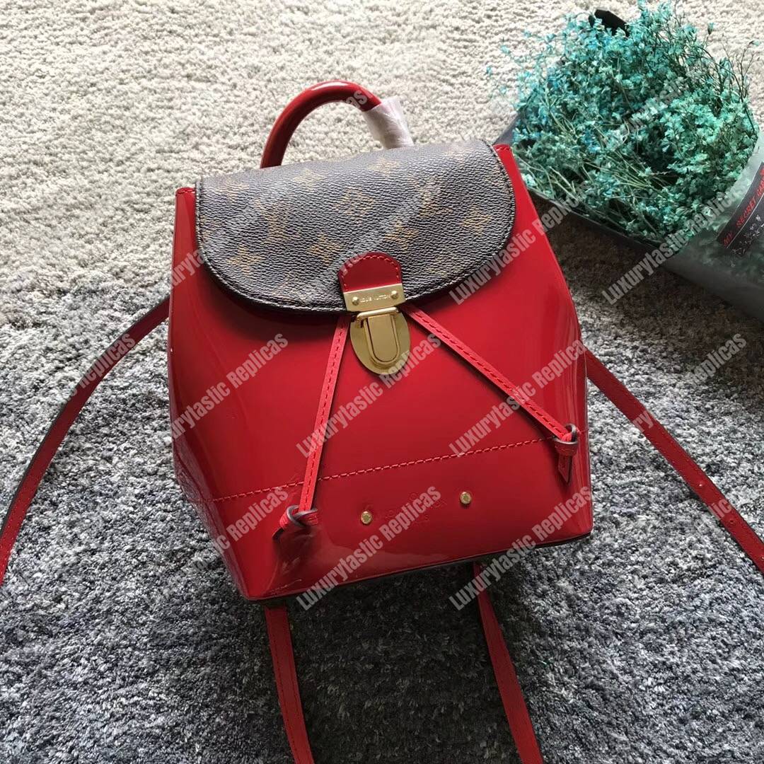 LV Hot Springs Backpack Patent Leather Red