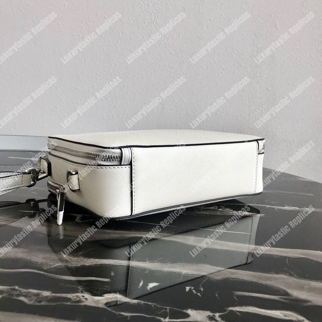 Pra*a brique saffiano leather bag white