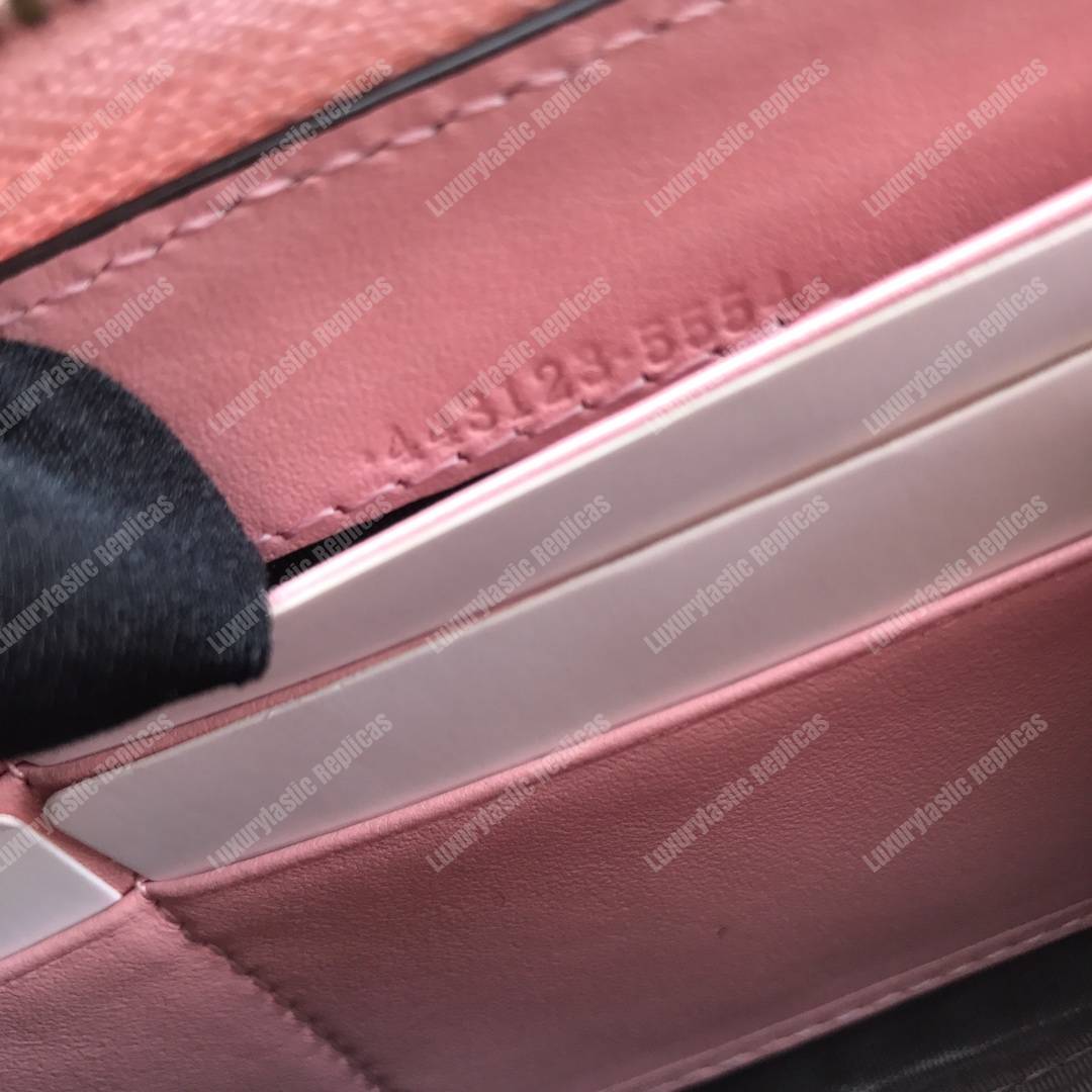 G*u*i gg marmont zip around wallet chevron pink