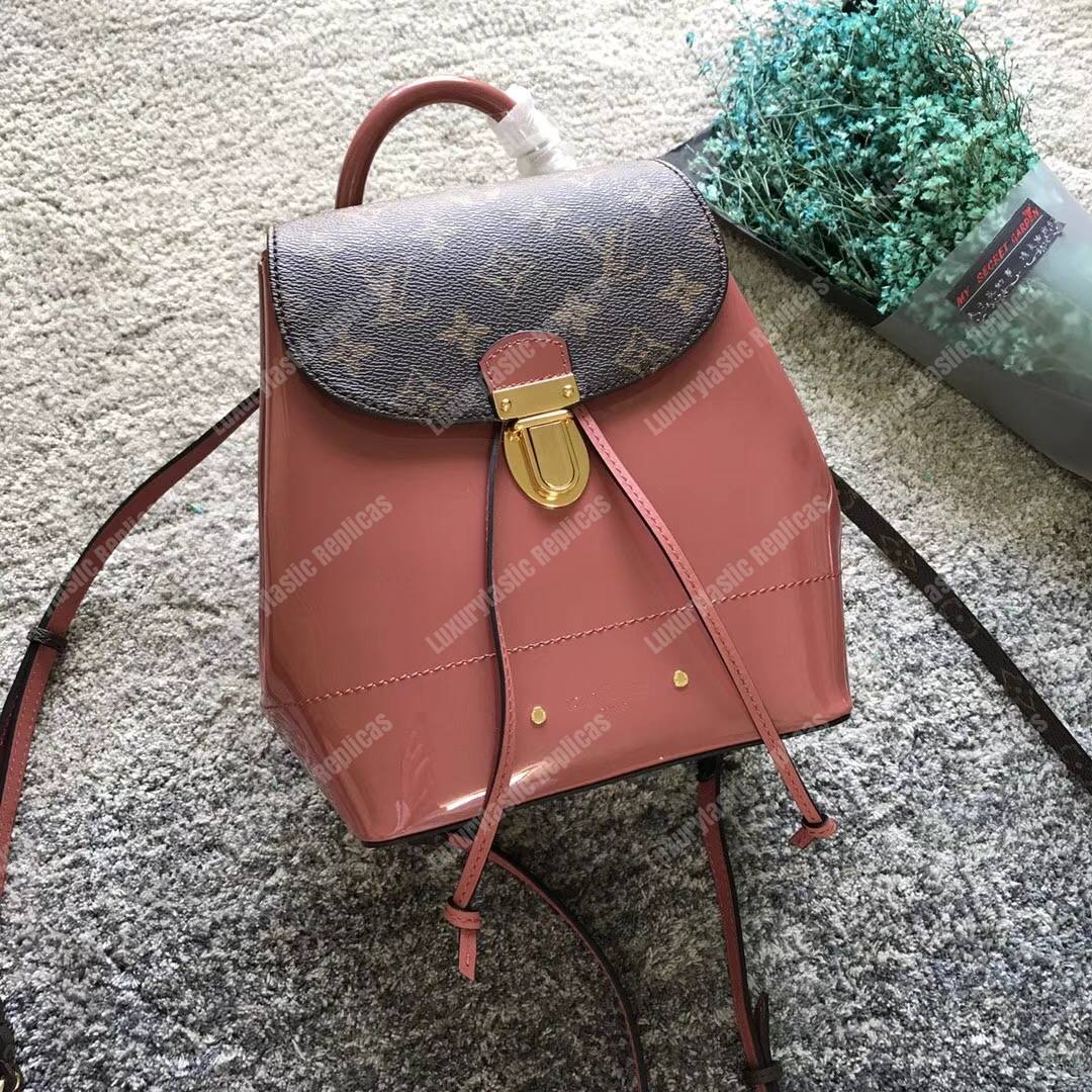 LV Hot Springs Backpack Patent Leather Vieux Rose