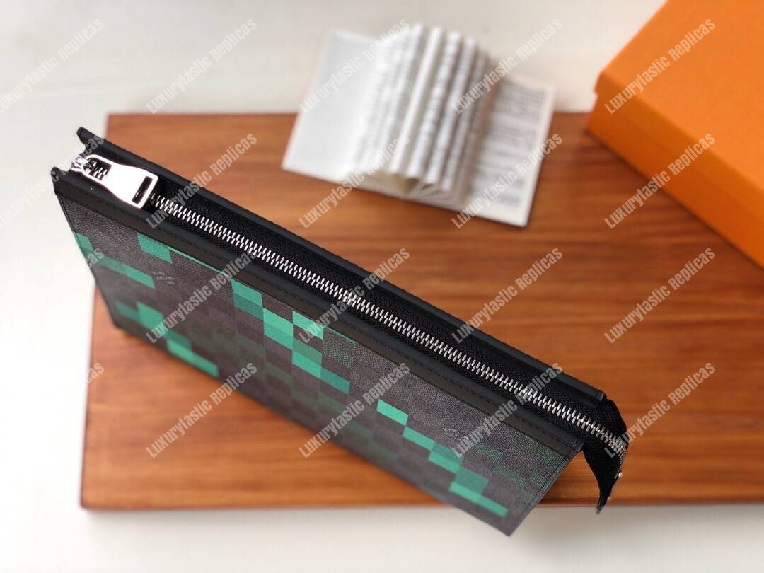 LV Pochette Voyage MM Pixel Monogram Green