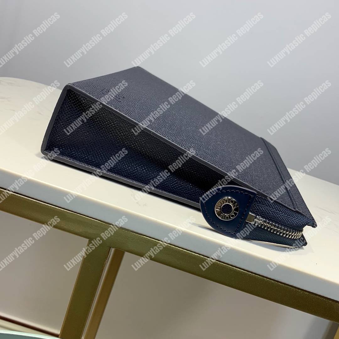 LV Pochette Voyage MM Taiga Leather Navy Blue