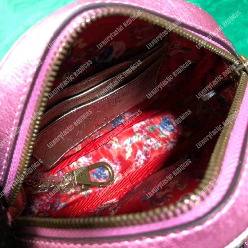 G*u*i laminated leather mini bag pink and blue