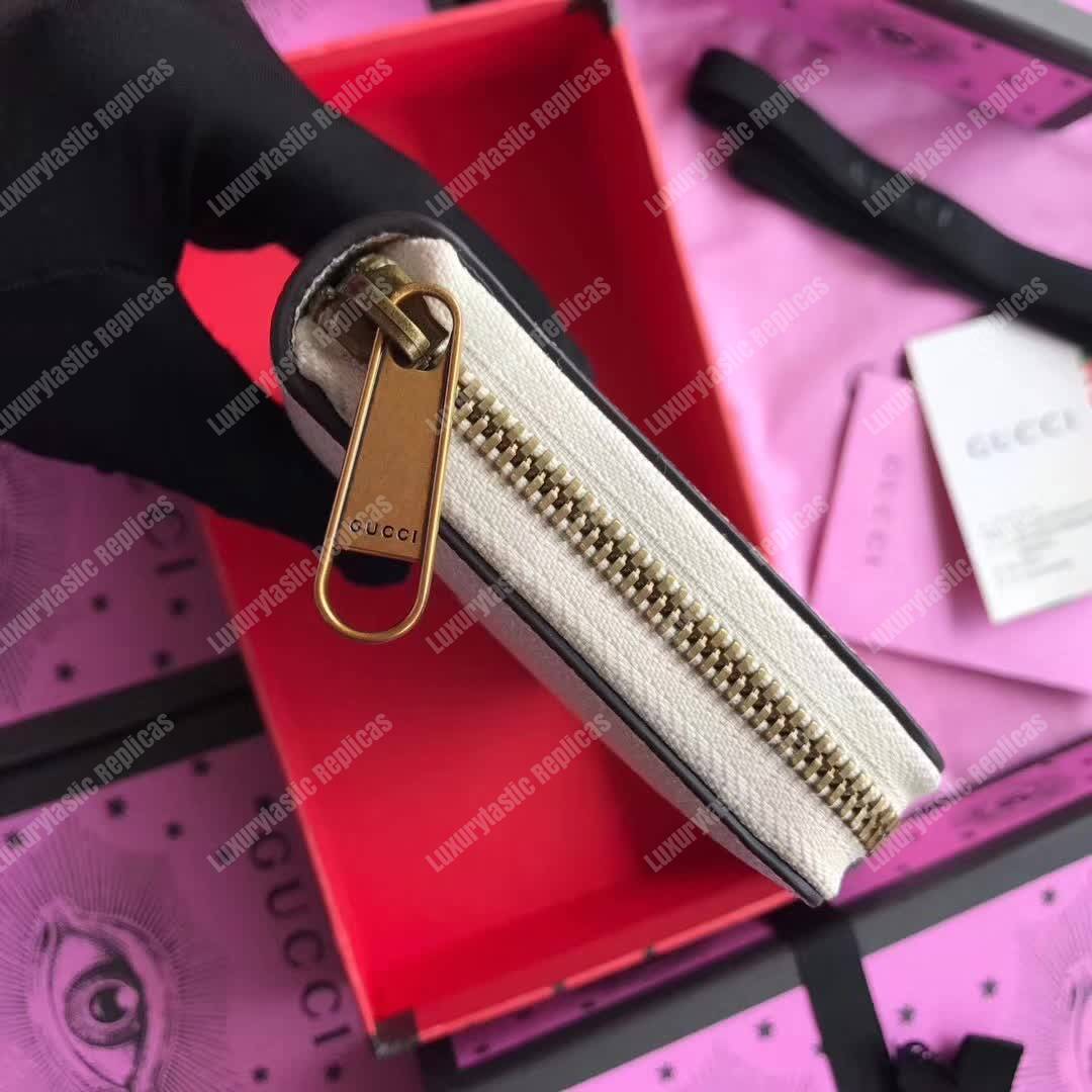 G*u*i print leather zip around wallet white