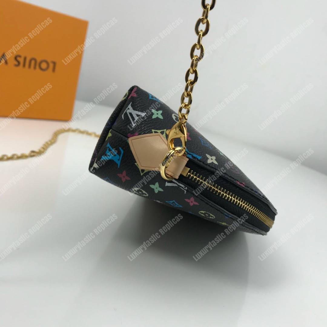 LV Multicolor Cosmetic Pouch GM Black