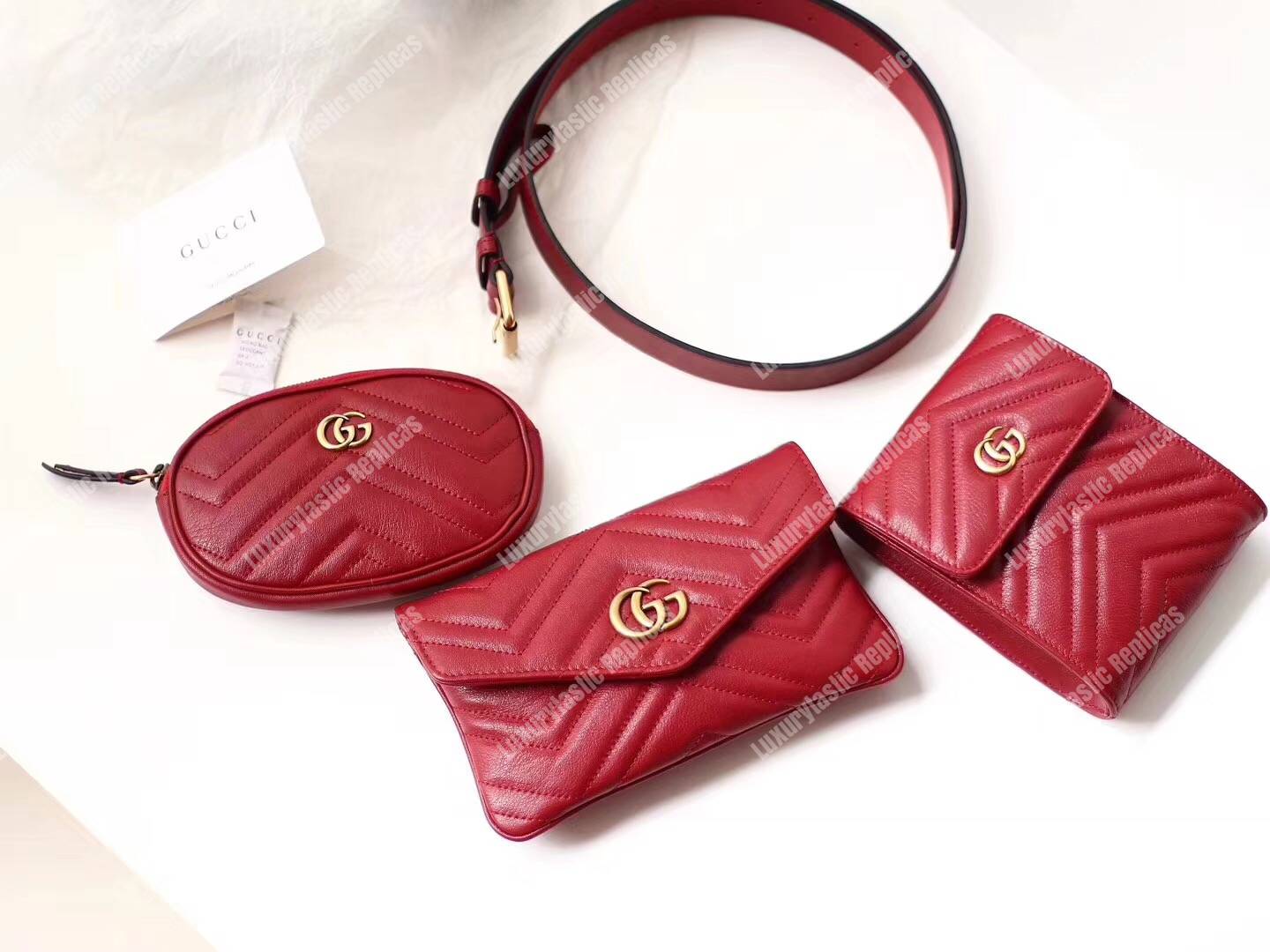 G*u*i gg marmont matelassé belt bag red