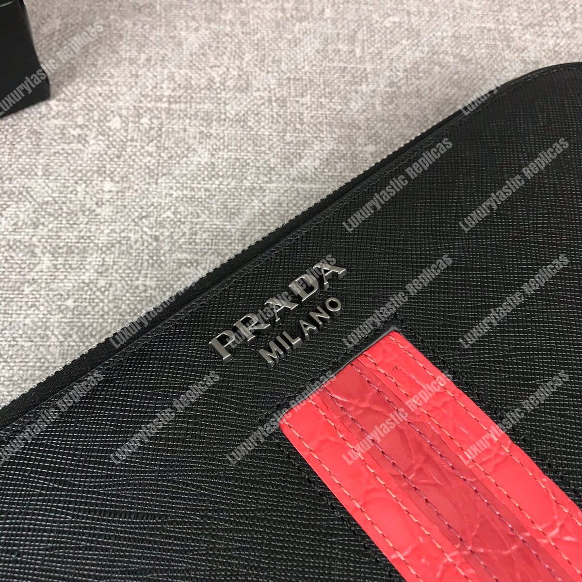Pra*a saffiano leather men’s bag red