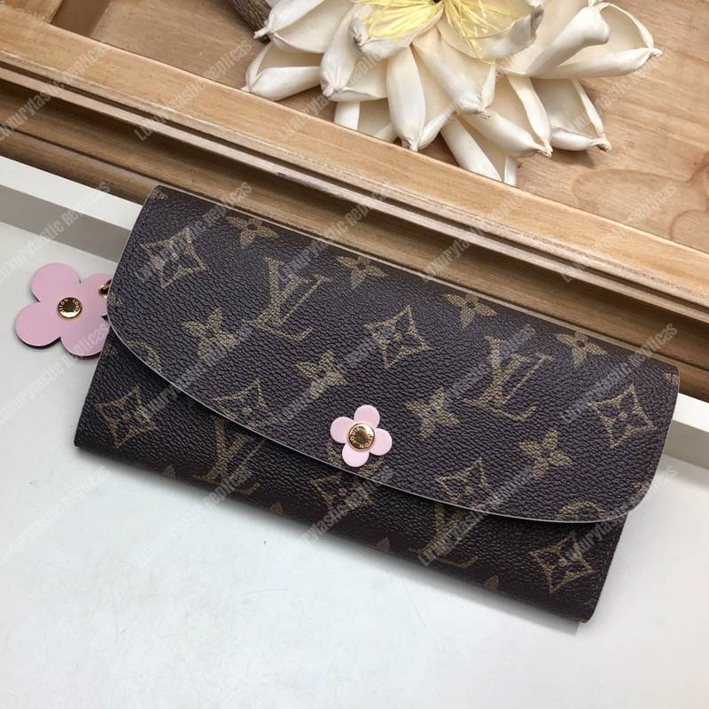 LV Emilie Wallet Monogram Rose Ballerine