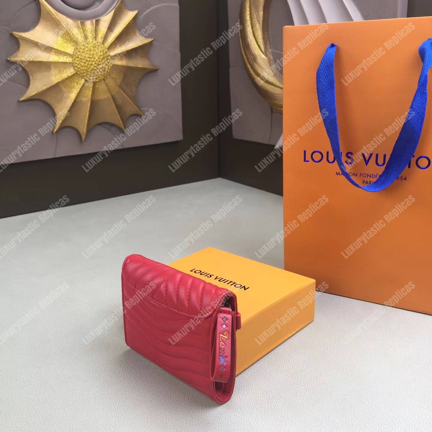 LV New Wave Compact Wallet Red