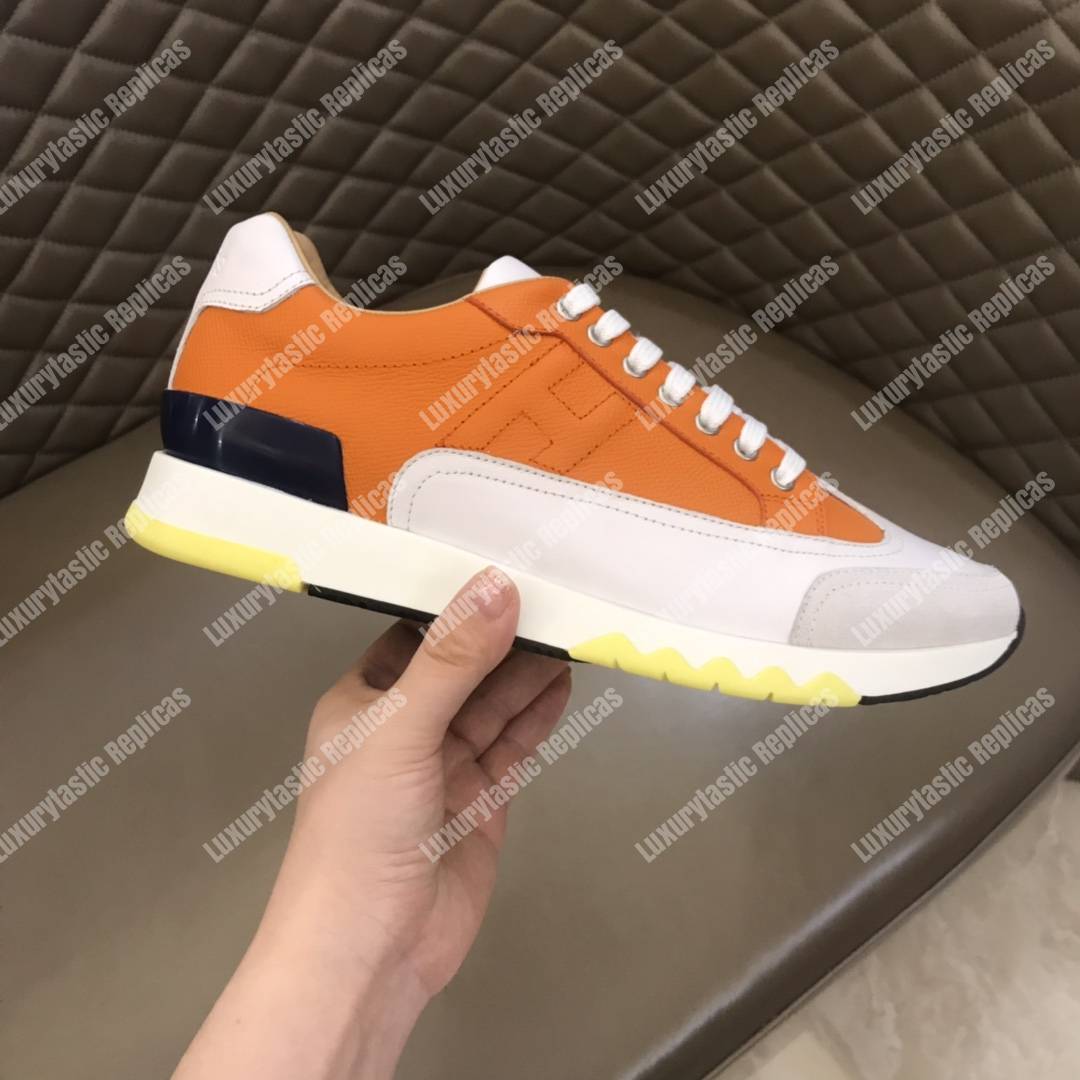H**mes trail sneaker orange/white