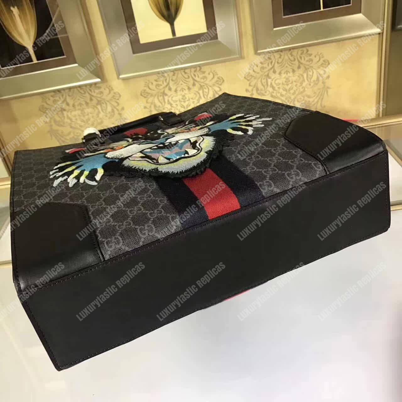 G*u*i gg sup*e tote with angry cat grey/black