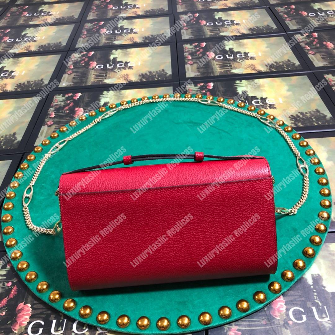 G*u*i zumi hibiscus red smooth leather small shoulder bag