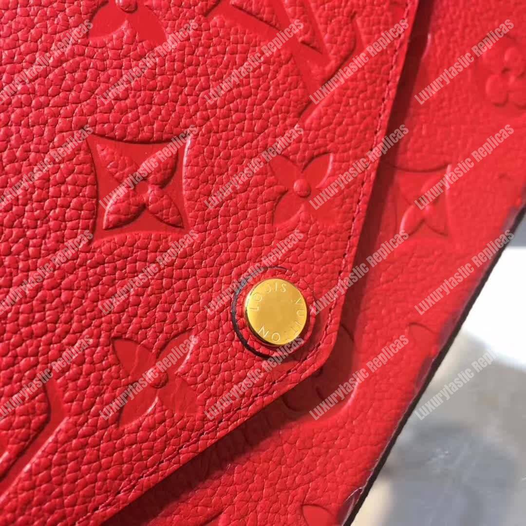 LV Pochette Felicie Bag Monogram Leather Cerise