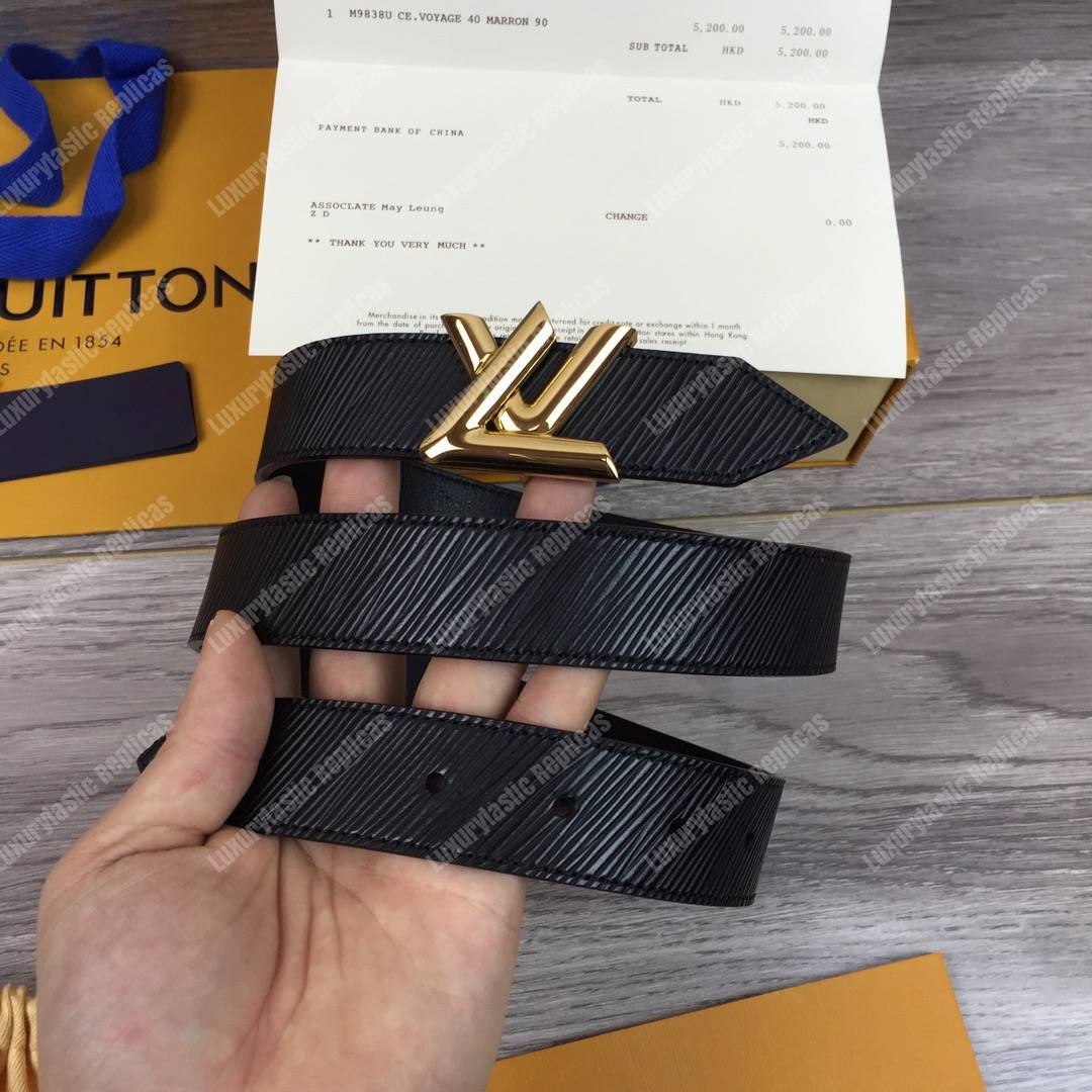 LV Twist 30MM Epi Leather Belt Black