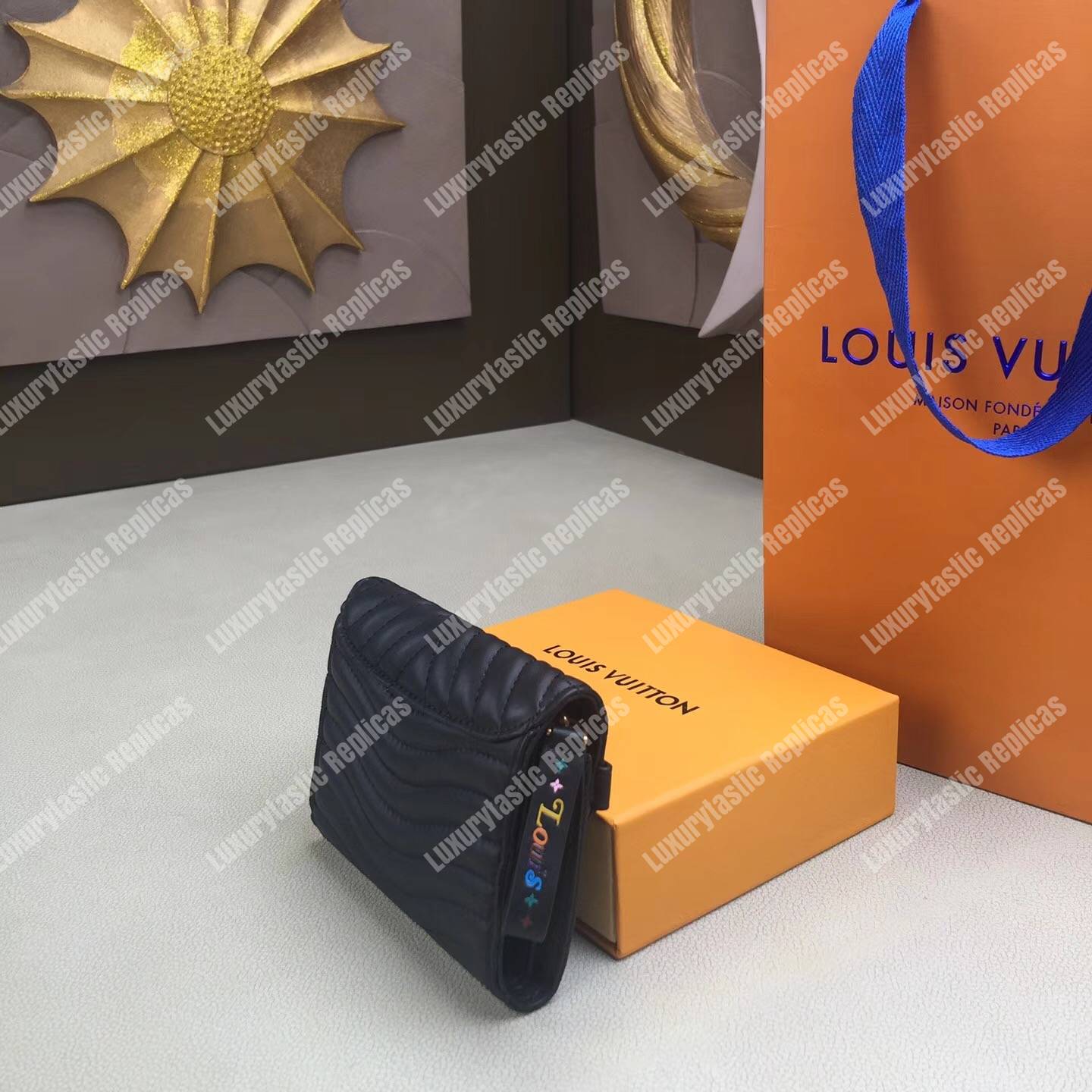 LV New Wave Compact Wallet Black