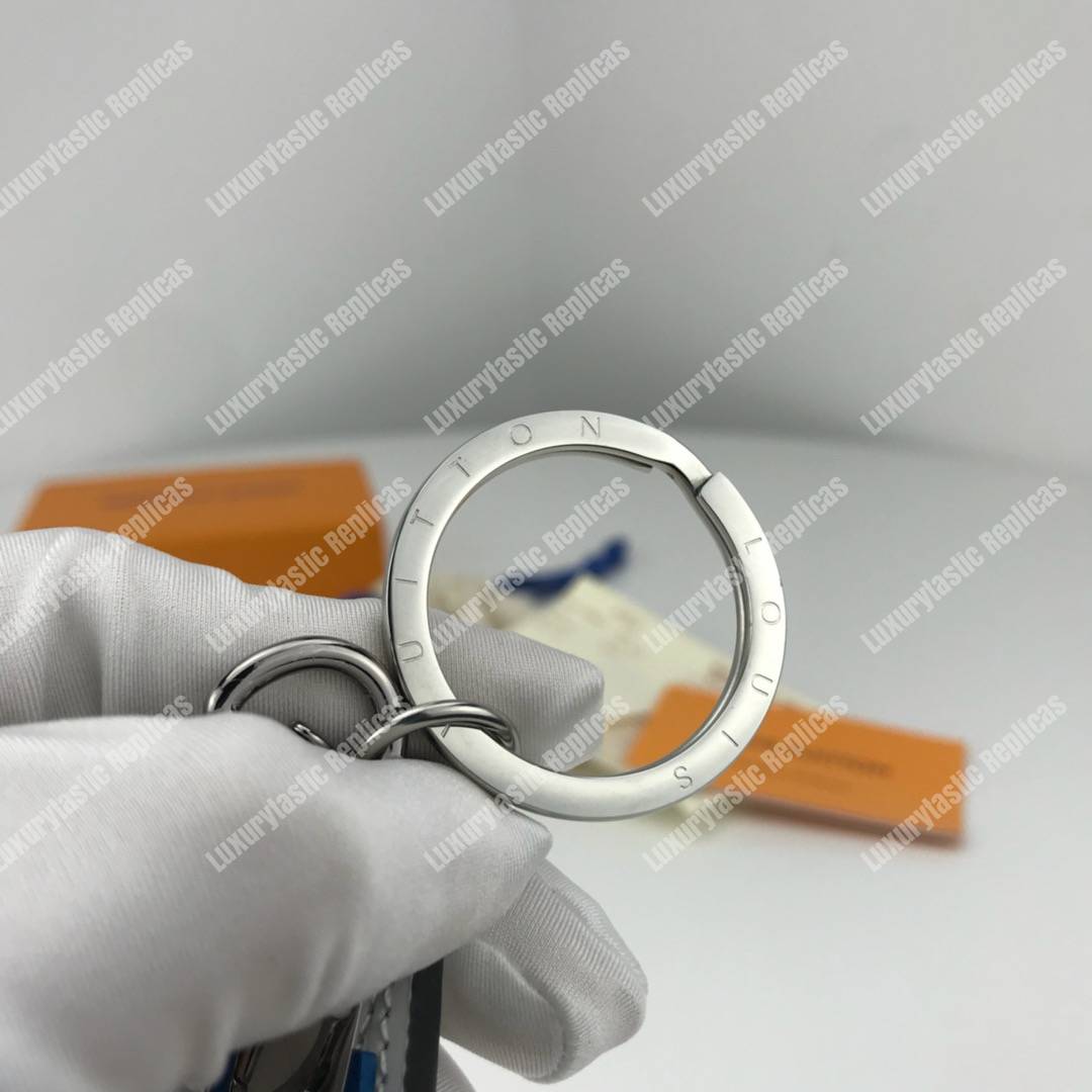 LV Metal Rocket Bag Charm and Key Holder Blue