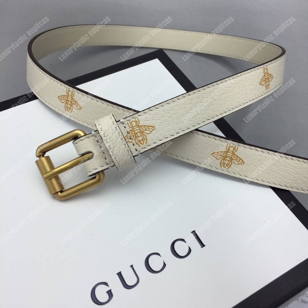 G*u*i belt with bees and stars print white