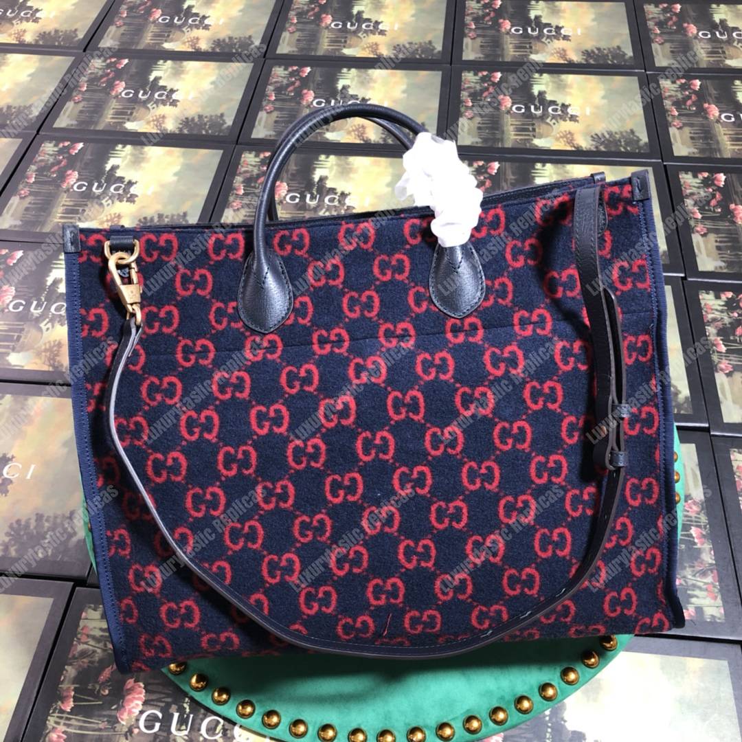 G*u*i gg wool tote blue/red