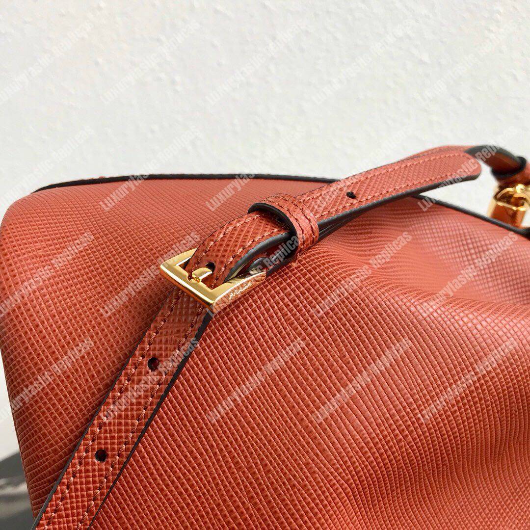 Pra*a saffiano leather bucket bag clay