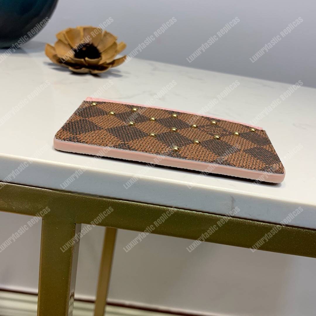 LV Card Holder Damier Ebene Rose Ballerine Pink