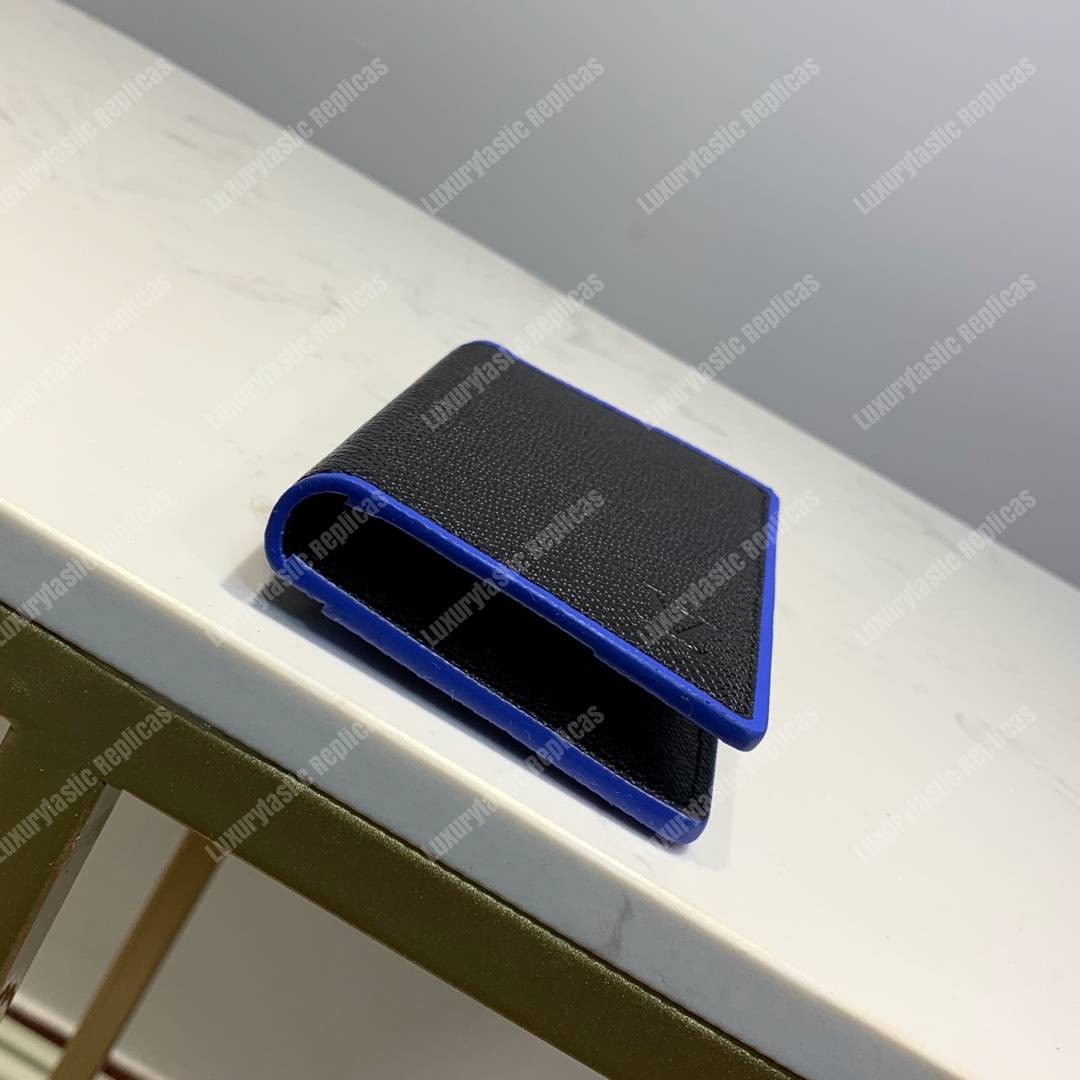 LV Pocket Organizer Taiga Leather Blue Trim