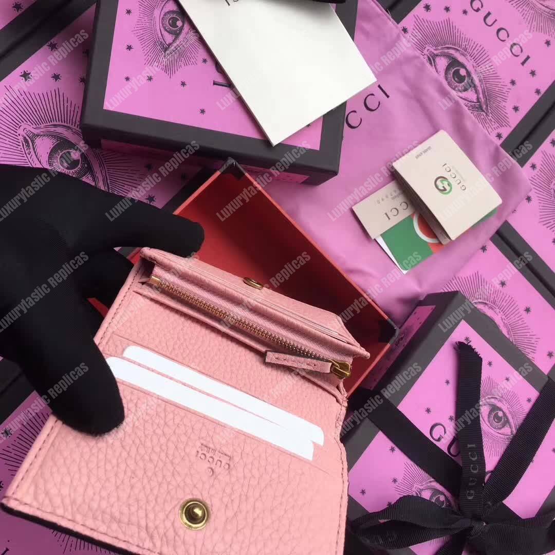 G*u*i animalier card case light pink with bee