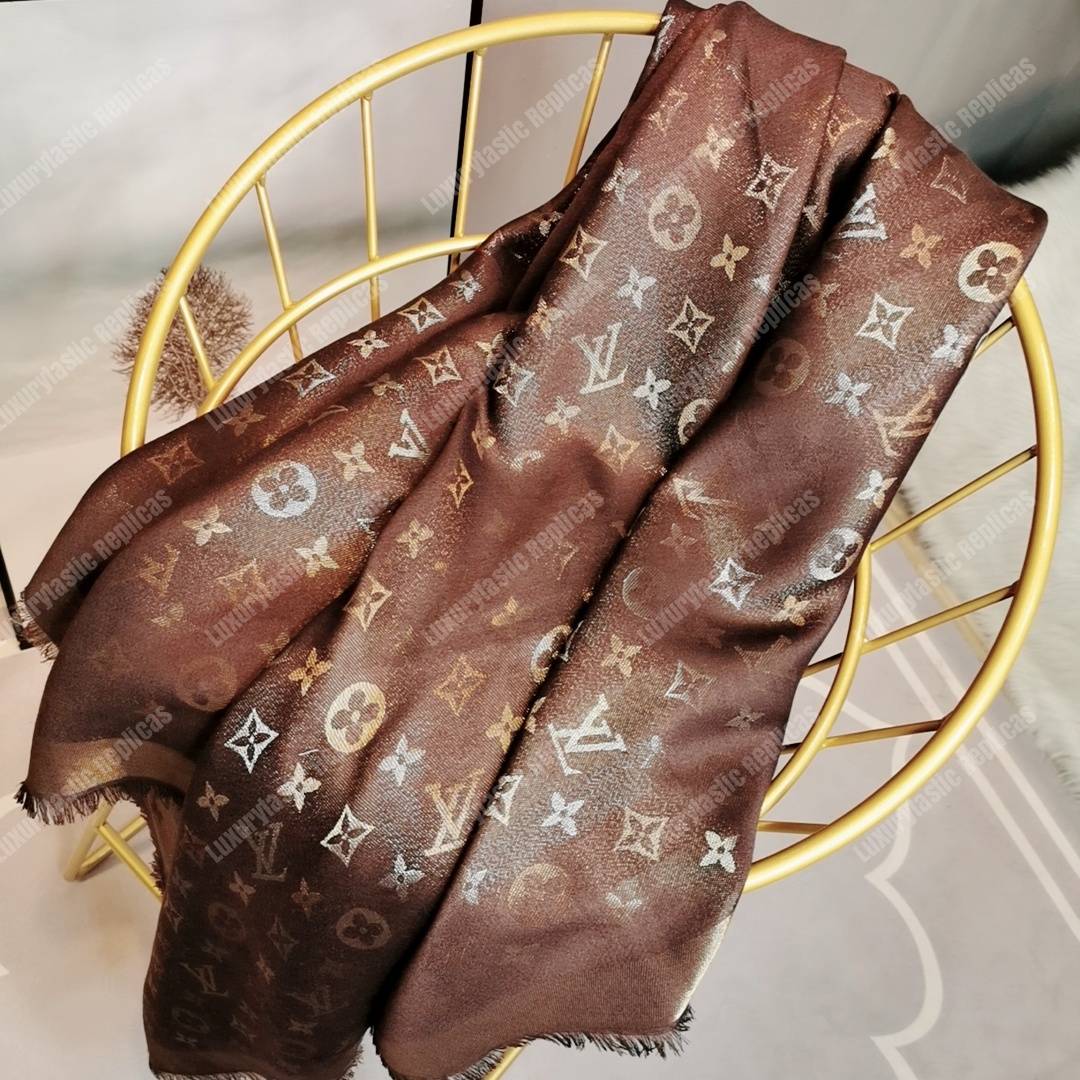 LV Monogram Shine Shawl Brown