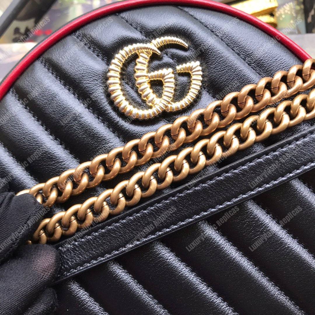 G*u*i gg marmont mini round shoulder bag black cerise