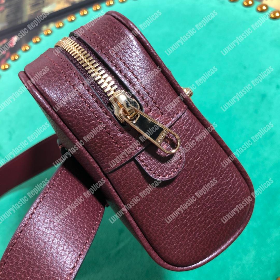 G*u*i ophidia burgundy leather small belt bag