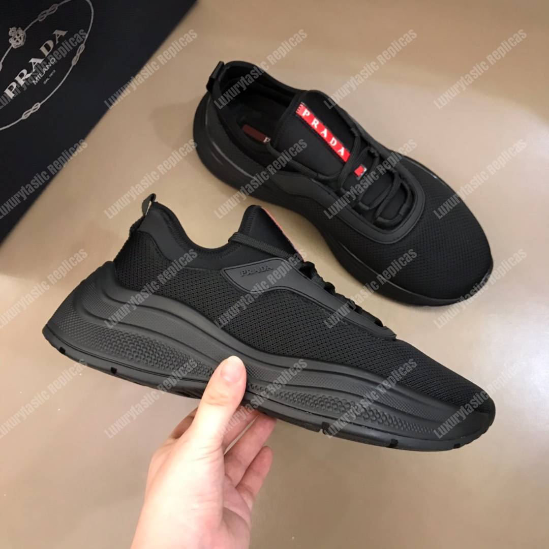 Pra*a mesh and neoprene sneakers full black